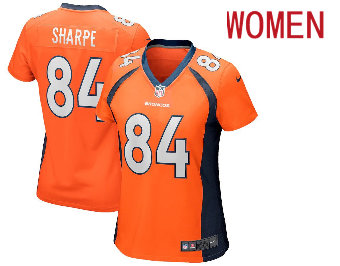 Women Denver Broncos #84 Shannon Sharpe Nike Orange Game Retired Player NFL Jersey->women nfl jersey->Women Jersey
